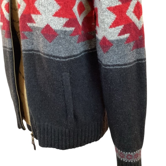 Lauren Ralph Lauren Cardigan Sweater Jacket Wool Tribal Full Zip Womens Large - Picture 8 of 12